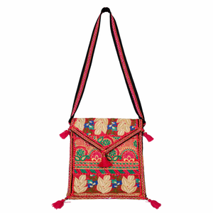 Bolso de Hombro Individual de Cuero PU Acolchado, Diseño Artesanal Multicolor, Estilo Banjara Tribal, Ecológico - Product Image 1