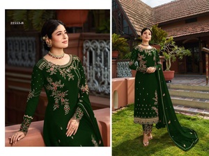 ชุดปาร์ตี้แต่งงานแบบดั้งเดิมของอินเดีย,ชุดผ้าไหมเทียมปักลายสไตล์ปากีสถานสำหรับผู้ค้าส่ง Salwar Kameez Dupatta - Product Image 2
