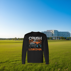 Maglietta a maniche lunghe Monster Truck Orange Ribbon, maglietta promozionale per la sensibilizzazione sul cancro alla leukemia - Product Image 3