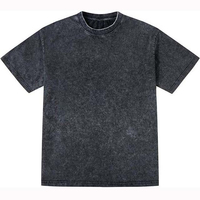 Vente en gros dernier arrivage de t-shirts d'été pour hommes 100% coton à manches courtes délavé à l'acide solide gris col rond Plus tricoté surdimensionné