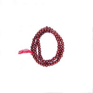 Red Wooden Mala with <b>Heart</b> Pattern Custom Colored <b>Wood</b> Beads for Easter Baptism Occasions Fast Delivery From India - Product Image 1