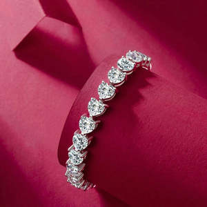 NOVAMART Fine Hallmark <b>Silver</b> Heart Cut American Diamond <b>Bracelet</b> Elegant and Luxurious Jewelry Accessory Wholesale Export - Product Image 1