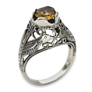 925 Sterling Silver Wrap <b>Ring</b> with Citrine Gemstone Birds Design Fashionable Wedding Jewelry Inspired by Christianity - Product Image 1