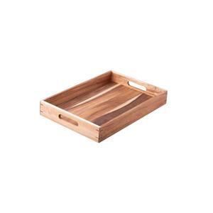 Plateau utilitaire rectangulaire en bois de manguier laqué, grande capacité, avec poignées faciles à soulever, compatible lave-vaisselle, pour usage quotidien, fabrication industrielle - Product Image 2