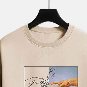 Sudaderas de cuello redondo unisex con logotipo personalizado al por mayor, sudaderas de algodón extragrandes estampadas en blanco para hombre - Product Image 6