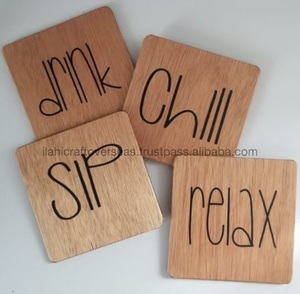 Posavasos ecológicos naturales de madera con grabado de alta calidad y forma redonda - Product Image 4