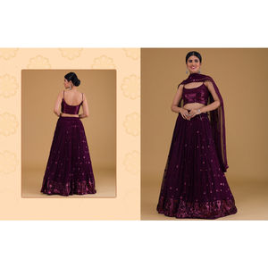 Tela Lehenga étnica morada de primera calidad al por mayor, estilo tradicional para fiestas de todo el año, gran valor para compradores a granel - Product Image 1