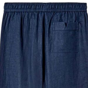 Pantalones de lino azul marino diseñados para la comodidad y el estilo con bolsillo lateral con cremallera oculta y una silueta relajada y fácil de llevar - Product Image 5