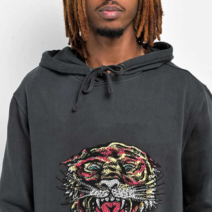 Sweat à capuche en coton 100% avec strass pour l'hiver 2025, streetwear de haute qualité, nouveau design, prix de gros, prix bas, pull pour homme - Product Image 4