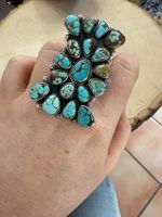 Bague ajustable en argent sterling 925 faite à la main avec turquoise numéro 8, sertie en clos, taille ovale, pierre précieuse naturelle, pour mariage et fête