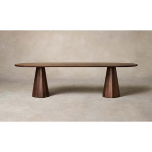 Oval Dining <b>Table</b> Bank Collection Wood and Sintered Stone Assembled for Home Office Living Room Furniture - Product Image 1