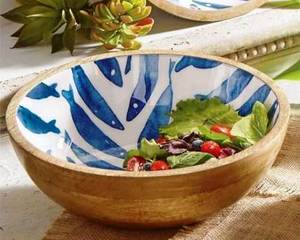 Bol de service personnalisé en bois de manguier dernier plat enduit d'émail pour servir la soupe nouveaux fruits vaisselle en prix de gros pas cher - Product Image 3