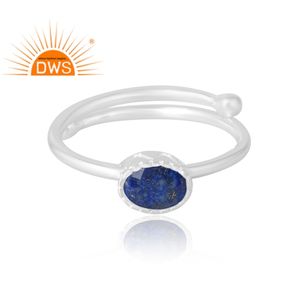 Anillo de piedras preciosas de lapislázuli Natural de Plata de Ley 925, joyería de diseño personalizado para mujer, regalo para ella - Product Image 3