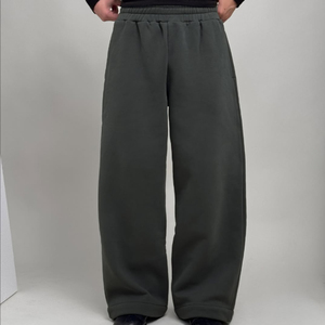 Pantalon de survêtement ample personnalisé pour homme, taille élastique, coupe droite, en molleton brossé de coton 520g, jambe large - Product Image 2