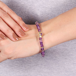 Luxury Designer Women's <b>Silver</b> <b>Sterling</b> Gold Plated <b>Bracelet</b> with Amethyst Charm Elegant Jewelry - Product Image 3