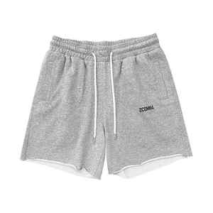 Fabricante personalizado de alta calidad Tallas grandes Algodón Serigrafía Streetwear Cordón Raw Hem Shorts Pantalones cortos de color sólido para hombres - Product Image 1