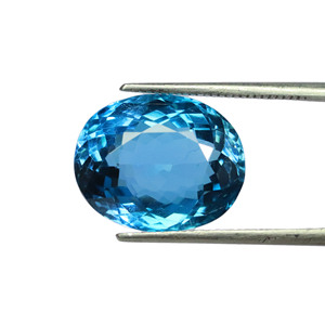 พลอยสวิสสีฟ้าบุษราคัมธรรมชาติสีที่น่าตื่นตาตื่นใจและสะอาดอัญมณีสวิสตัดวงรีหิน semiprecious สำหรับเครื่องประดับ - Product Image 4