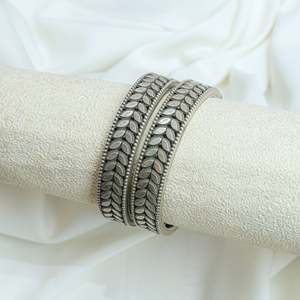 Swadeshi Pitara Women's 925 Sterling Silver Ditya Petal Statement Tennis <b>Bangle</b> Single Piece Fashion Gift - Product Image 2