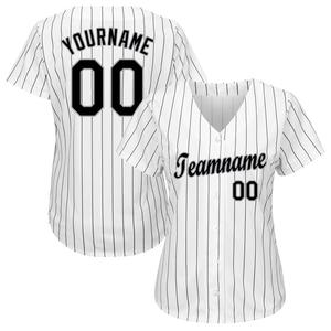 Nuevo personalizado blanco negro A rayas Negro gris Softball Jersey al por mayor media manga Full Botton V cuello diseño Softball Jerseys - Product Image 1
