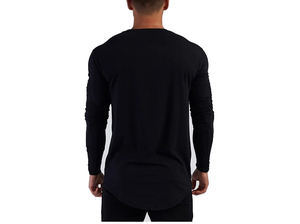 Men's 2025 Autumn Front Logo Solid 100% Cotton Breathable Casual Long Sleeve <b>Thick</b> O-Neck Regular Fit High Quality <b>T</b>-<b>Shirt</b> - Product Image 3