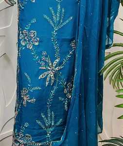 Designer moderne indien pakistanais vêtements non cousus belle Premium fête porter des costumes brodés à la main mode-avant - Product Image 3