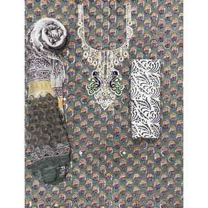 Tissu en Georgette non cousu imprimé au bloc pour Salwar Kameez, Anarkali et costume pakistanais, méthode d'impression à la main - Product Image 1