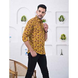 Chemise décontractée pour homme à manches longues en coton imprimé, motif floral, taille XL, 100 % respirante, tissu popeline/Oxford, offre ODM - Product Image 5