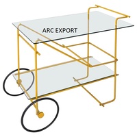 Grand chariot de service moderne en métal argenté avec miroir transparent brillant, élégant et Antique pour le dîner et le déjeuner