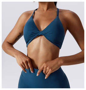 Soutien-gorge de sport sans couture à maintien élevé personnalisable pour femme, dos croisé, respirant, écologique, avec logo frontal - Product Image 5