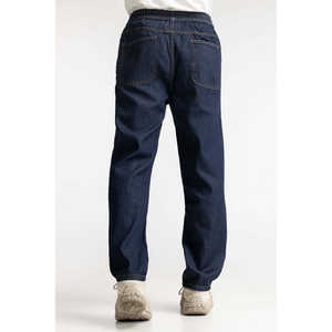 Jeans 100% Algodón Azul Claro de Cintura Media Teñido Liso Lavado a la Piedra MNJNSSS24020 - Pantalones Rectos Tipo Lápiz con Tejido de Diamantes para Invierno - Product Image 1