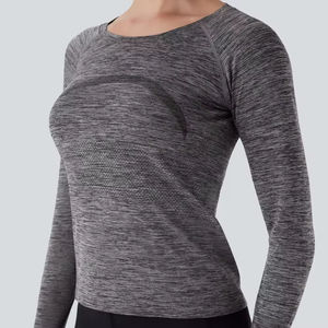 Camisetas de Yoga Personalizadas de Manga Larga para Mujer, de Poliéster/Algodón, Estampadas, Ecológicas, Transpirables, para Ejercicio, Ropa Deportiva, Entrenamientos de Invierno - Product Image 4