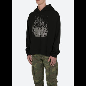 Sweat à capuche en coton molletonné unisexe personnalisé avec fermeture éclair de haute qualité tissu français pour strass impression bouffante longue saison d'hiver solide cousu - Product Image 6