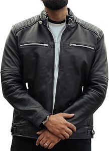 Veste en cuir véritable classique personnalisée OEM pour hommes Veste de moto élégante et écologique Col à capuche en fourrure Prix de gros - Product Image 6