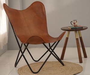 Rustic Leather Butterfly <b>Chair</b> Iron Frame Beautiful Foldable Design <b>for</b> Outdoor Indoor Use <b>for</b> Bedroom Living Room Leisure - Product Image 5