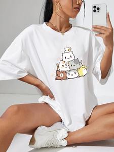 เสื้อยืดแฟชั่นใหม่สำหรับผู้หญิงเสื้อยืดผ้าฝ้ายระบายอากาศได้ดีผลิตตามสั่ง - Product Image 2