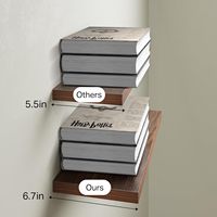 Moderne zwevende houten gegraveerde speelgoedopberger, enkelvoudige wandplank voor woonkamer en badkamer, opbergruimte, huisdecoratie