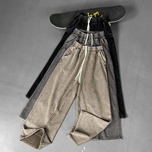 Pantalones de Hombre Estilo Urbano, Rectos, con Rayas Curvas, 100% Algodón, Ligeros, Cierre con Cordón, Transpirables, Invierno, Personalizados - Product Image 1