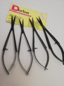 Ciseaux de maquillage en acier inoxydable noir mat avec la dernière étiquette personnalisée Meilleurs ciseaux à sourcils/cils droits Ciseaux à ressort plasma pointus - Product Image 5