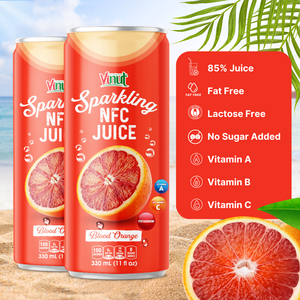Orange sanguine pétillante NFC 330ml en conserve VINUT Vietnam boisson de jus carbonaté-OEM ODM personnalisation prix de gros échantillon gratuit - Product Image 5