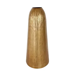 Handmade Golden Round Textured Metal Vase Decorative Aluminum Flower Vase for Living Room Home Office Hotel & Interior Decor - Product Image 5