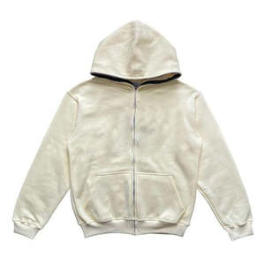 Venta al por mayor en blanco Zip up Hoodies Unisex Pullover de alta calidad para hombre en blanco de gran tamaño Fleece Acid Wash Zip up Hoodie - Product Image 1