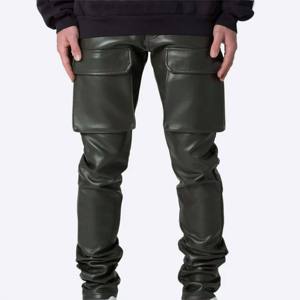 Couleurs mélangées en cuir PU coupe régulière pantalon de motard hiver mode Clubwear Streetwear Punk Rock Moto Edgy Look pantalons pour femmes - Product Image 6
