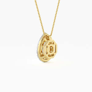 1.00 Ct. Tw. Lab Grown Moissanite Fancy Pear Cut Pendant Halo 18K Yellow <b>Gold</b> Engagement Wedding Party Strand Chain Anniversary - Product Image 3