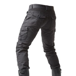 Dark <b>mens</b> armored motorcycle <b>biker</b> <b>jeans</b> for daily wear with elastic panels and cargo pockets for utilities made in Pakistan - Product Image 4