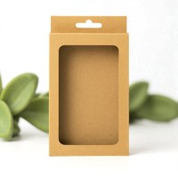 Boîte rigide en papier kraft blanc/noir avec fenêtre en PVC Emballage de vente au détail universel pour téléphones portables à usage cosmétique Trous de suspension