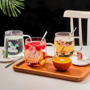 Taza de Vidrio Transparente con Diseño de Unicornio de Ensueño - Product Image 3