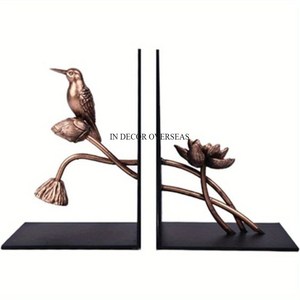 Sujetalibros de metal vertical con base recubierta de polvo de color blanco al por mayor con diseño único chapado en oro de alta calidad - Product Image 3