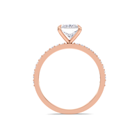 Bague de fiançailles pavée en diamant taille princesse cultivé en laboratoire certifié IGI en or jaune/blanc et or rose 9 carats