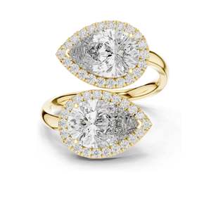 Bague halo en diamant de laboratoire de forme poire de 0,64 ct pour femmes, clarté VVS-VS EF, or 18 carats, 14 carats, 10 carats et argent 925, rose, jaune - Product Image 3