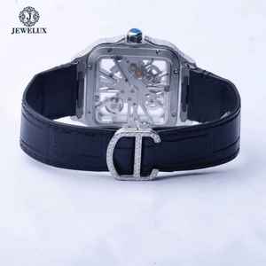 Montre élégante ronde en diamant Moissanite Design antique, bracelet en cuir, boîtier en acier inoxydable de 20mm, affichage analogique à quartz - Product Image 3